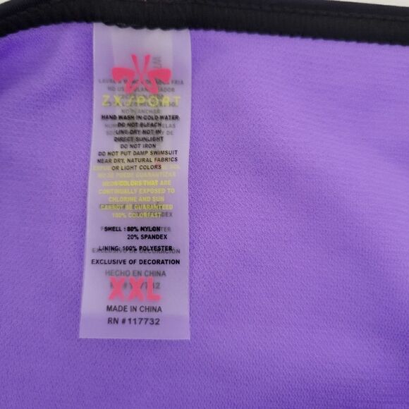 " ZX Sport" Woman's bikini 👙 bottoms Size: XXL purple/white stripped NWT - Picture 3 of 5